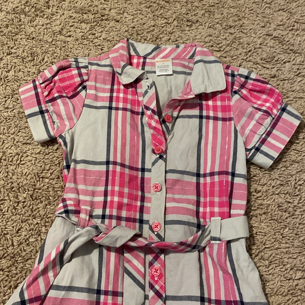 Gymboree size 5 pink gray plaid shirt dress - Picture 2 of 4